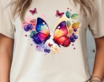 Watercolor Butterfly Sweatshirt: Heart Wings Design for Couples