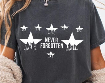 Never Forgotten Shirt, Veterans Memorial Day Tee, Military Tribute Patriotic Top