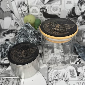 Mystical Moon and Moth Herb Grinder with Catcher & Optional Airtight Glass Jar