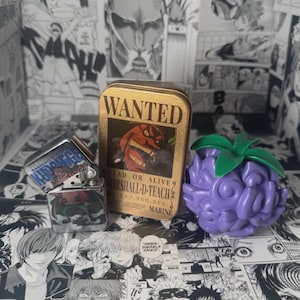 Dark Dark Devil Fruit Grinder Set - comes with 2 Piece Herb Grinder, Wanted Poster Tin & Custom Lighter