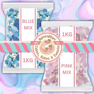 1KG Pink Mix + 1KG Blue Mix I Variety Bulk Bags I Gummy & Fizzy