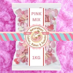 1KG Pink Variety Sweetie Mix I 1KG Bulk Bag I Fizzy - Gummy
