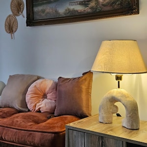 Handmade Arch Ceramic Table Lamp - Sculptural Rustic Lighting - Minimalist Wabi-Sabi Home Decor Bedside Light