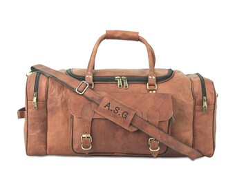 Reisetasche aus Leder für Herren, handgefertigte Reisetasche aus Rindsleder, Sporttasche aus Leder, braune Reisetasche, Geschenkidee für ihn