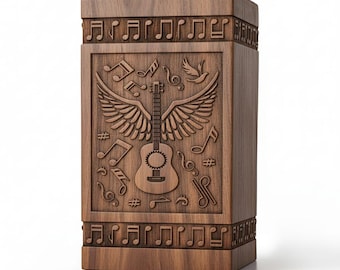 Handmade Guitar Cremation Urn: Engraved Rosewood Music Memorial