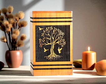 Handmade Rosewood Tree of Life Cremation Urn - Personalized Memorial Box