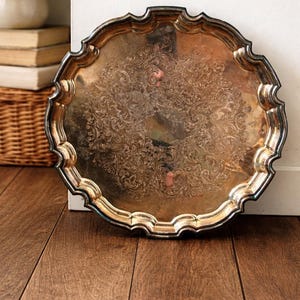 Vintage Primrose Silver Plate Tray – 12.5” Ornate Floral Serving Platter