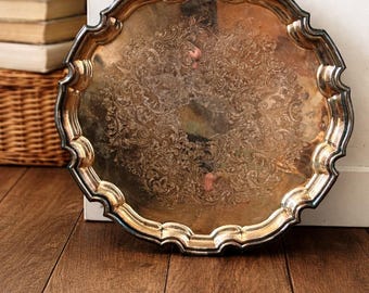 Vassoio vintage Primrose in argento placcato – Piatto da portata decorato con motivi floreali da 31,75 cm (12,5”)