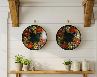 Vintage Hand-Painted Ceramic Floral Bowls – Set of 2 – 9.25”