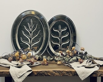 Platos de plata para trinchar vintage Oxford Plate: Juego con diseño de árbol EPNS