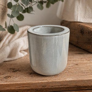 Vaso vintage in ceramica grigia / Vaso minimalista in gres / Decorazione neutra in stile giapponese / Piccolo vaso per piante da interno