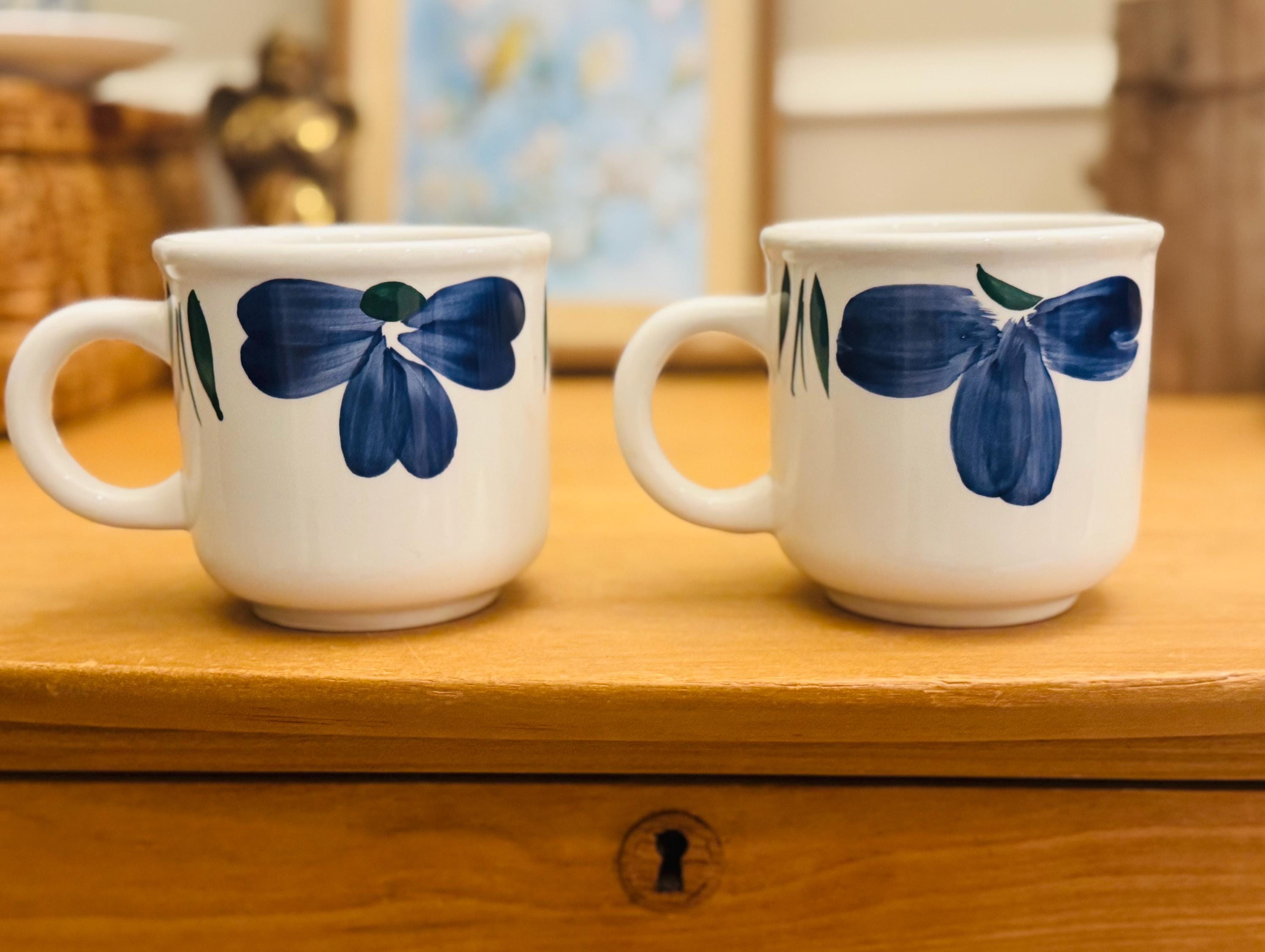 Vintage Italian Floral Mugs  Hand-painted Ceramic, Set of 2 - Etsy
