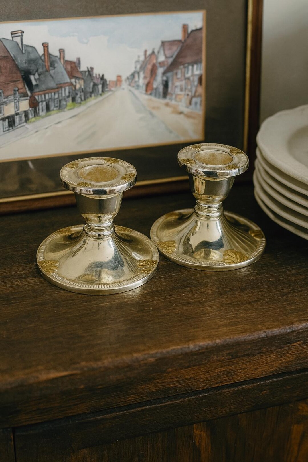 Vintage Viking Plate Silver Plated Candle Holders - Made in Canada