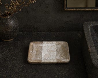 Vintage Marble Soap Dish | Natural Stone Bathroom Tray | Neutral Spa Decor | Wabi Sabi Minimalist Vanity Accessory