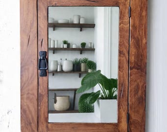 02PRMS Rustic crafted recessed medicine cabinet with solid wood construction