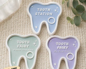 Tandfen 3D-utskriftsfiler STL-paket | Please Stop Here Boho Keepsake, Mynthållare 3MF-paket (Kommersiell licens)