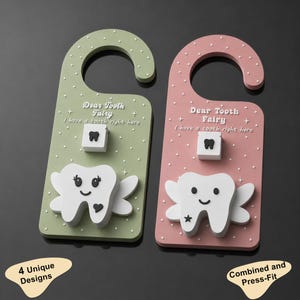 Tooth Fairy Door Hanger STL Bundle | 3D Print Tooth Holder Sign | Kids Tooth Fairy Door Decor 3MF File