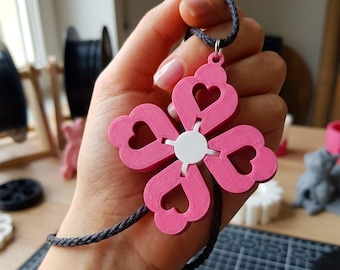 Ledad hjärtblommande nyckelring STL & 3MF, Flexi Fidget nyckelring 3D-utskriftsfil, Alla hjärtans dag-present