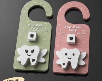 Tooth Fairy Door Hanger STL Bundle | 3D Print Tooth Holder Sign | Kids Tooth Fairy Door Decor 3MF File