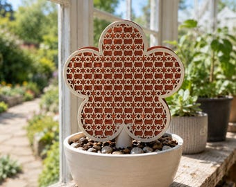 Modernt set med blomsterträdgårdslampor | 4 dekorativa LED-mönster för gångvägar | Modern blommig trädgårdskonst, 3D-utskrift i STL-format