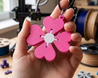 Ledad blommahjärta nyckelring STL | 3D-tryckt Fidget-present till Alla hjärtans dag | Kärlekshjärta nyckelring
