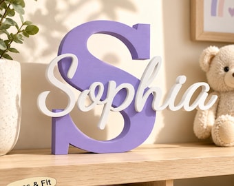 Letrero personalizado para guardería (archivo STL), letrero con el nombre de la familia para escritorio, letrero con el nombre del bebé, decoración para sala de juegos (licencia comercial).