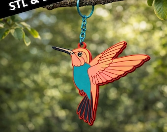 Kolibri nyckelring 3D-utskriftsfil, djurryggsäck berlockhänge (kommersiella STL-filer)