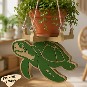 Sea Turtle Plant Hanger STL, Hanging Plant Holder, Macrame Plant Hanger, Hanging Planter STL & 3MF Files, Commercial License