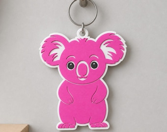 Koala nyckelring STL-fil, kawaii djurryggsäckberlock, 3D-utskrivna djurnyckelring