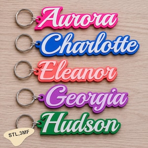 Custom Name Keychain STL, Personalized Initial Bag Charm, Script Name Keychain For Backpack Tag, custom bag charms, 3D Print Files