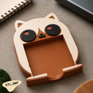 Katt-notishållare i STL, Post-it-hållare, notishållare, kawaii skrivbordsdekor, 3D-utskriftsfil, kontorsorganisatör