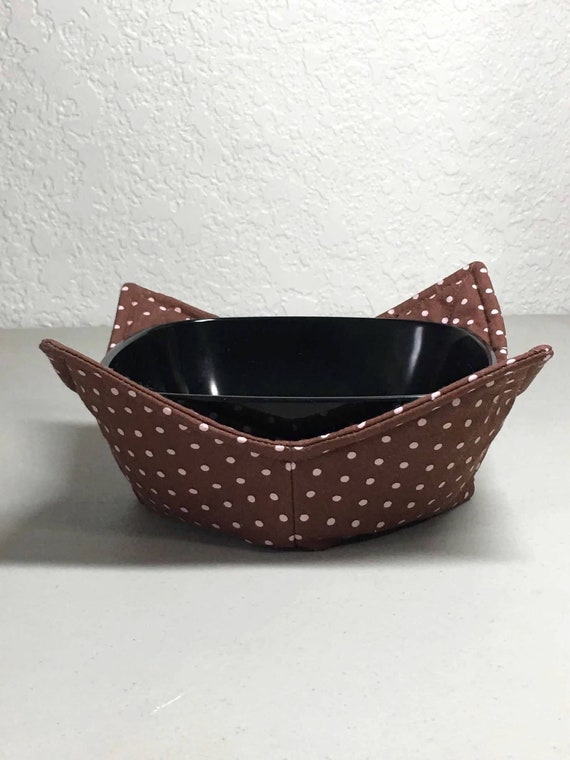 0200-763 (10X10) Microwave Bowl Cozy - Brown w/Dots