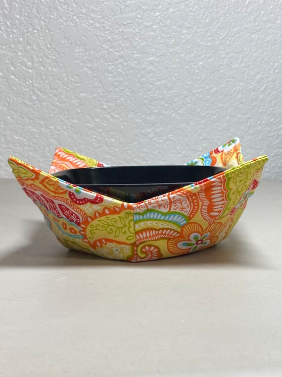 0200-674 (10X10) Microwave Bowl Cozy- Orange Flowers