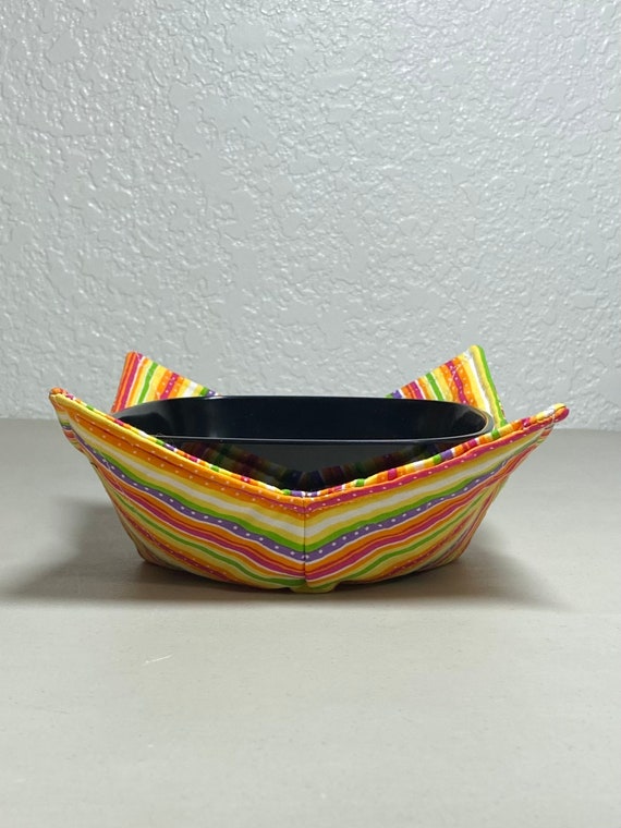 0200-673 (10X10) Microwave Bowl Cozy- Orange Stripe