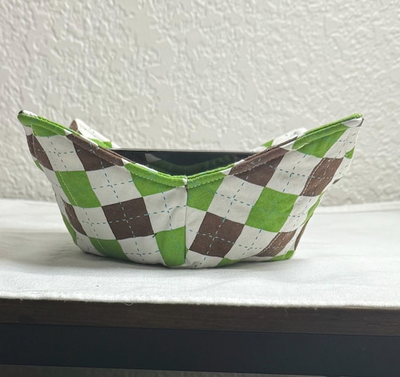 0200-1218 Microwave Bowl Cozy - Green and Brown