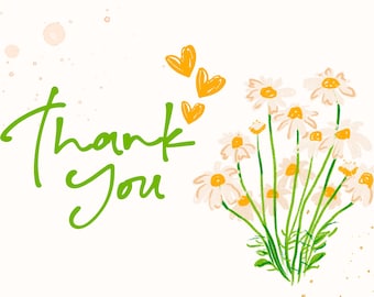 Floral Thank You Card Digital Download 4x6 Printable Elegant Script Feminine Greeting
