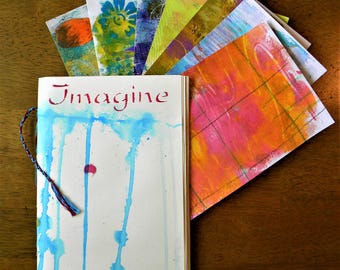 Handmade Watercolor Junk Journal kit, Mixed Media Ephemera Stack bundle (9x6")
