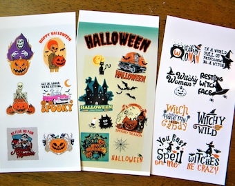 Halloween Sticker Pack 0f 23 Spooky Witches Skeletons Haunted House Gothic Horror Autumn Creepy Set