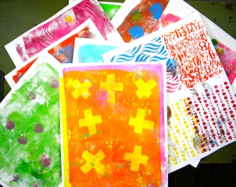 Hand-Painted Junk Journal Papers Bundle | 10 Mixed Media Designs | 8x11 Scrapbook Collage Sheets