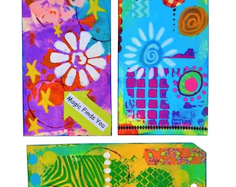 Printable Art Journal Tags | Junk Journal Ephemera Set of 3 | Digital Download PDF 8x11