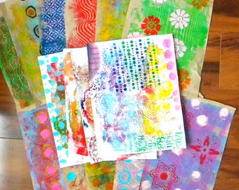 Bundle of hand-painted junk or art journal papers | 15 different designs, 8x11"| ready to use