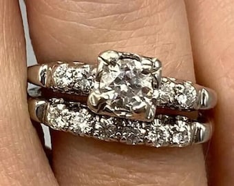 Runder Diamant-Verlobungsring, stapelbarer Diamant-Brautring, stapelbarer Diamantring, minimalistischer Diamantring, Jahrestagsgeschenk für sie