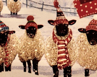 Handmade Winter Sheep Farmhouse Block Decor