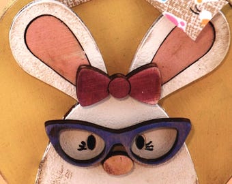 Handmade Easter Bunny Ornament | Rustic Farmhouse Spring Decor | Wooden Bunny Hanging Sign | Tiered Tray Decor | JMR's Worlds