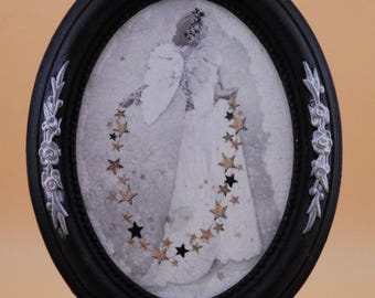 Handmade Angel Wall Decor | Decoupaged Angel with Crackle Finish | Refurbished Vintage Frame | One-of-a-kind Faith Art | JMR's Worlds