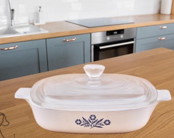 Vintage Corning Ware Blue Cornflower P-7-B 7 Inch Casserole with Glass Lid | Made in USA