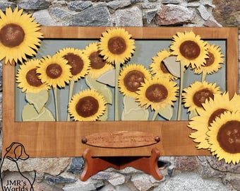 Sunflower Wood Wall Decor | Rustic Farmhouse Floral Sign | Handmade Sunflower Frame | Summer Wall Art
