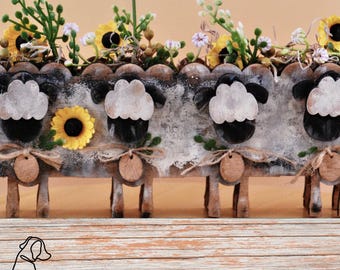 Rustic Sheep Planter | Farmhouse Lamb Decor | Tiered Tray Spring Decor | Primitie Country Farm Animal | JMR's Worlds