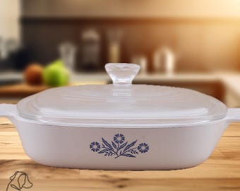 Vintage Corning Ware P-2-B Blue Cornflower 2 Quart Casserole with Glass Lid | Made in USA Corningware