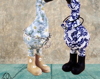 Whimsical Decorative Duck | Handcrafted Farmhouse Duck Decor | Floral Cottagecore Shelf Sitter | Decoupaged Spring Duck